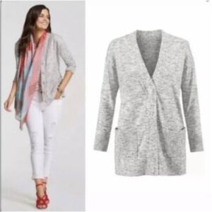 CAbi Marble Cardigan in Grey Snap Closure 5286 S